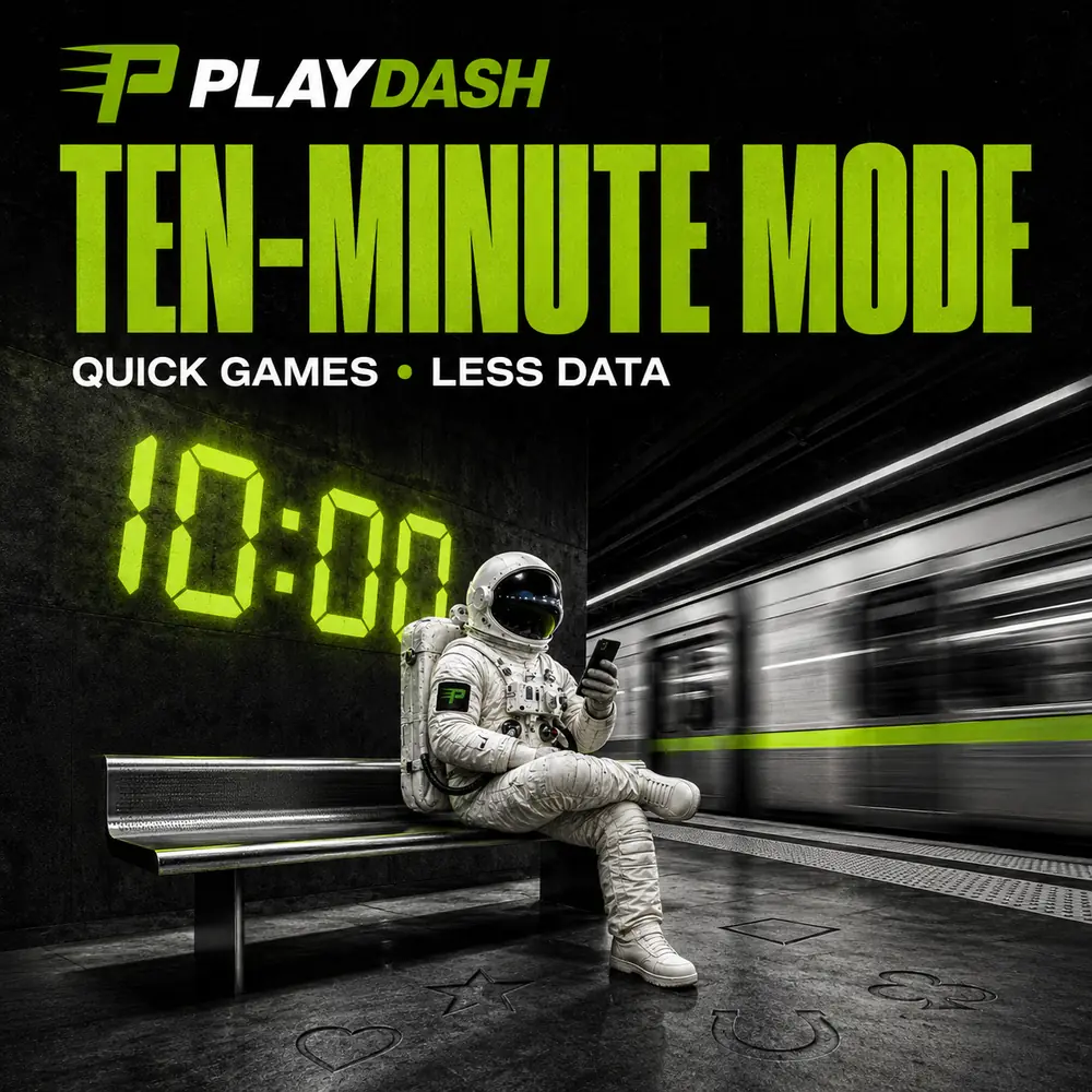 PlayDash astronaut using a phone during a ten-minute mobile session in transit