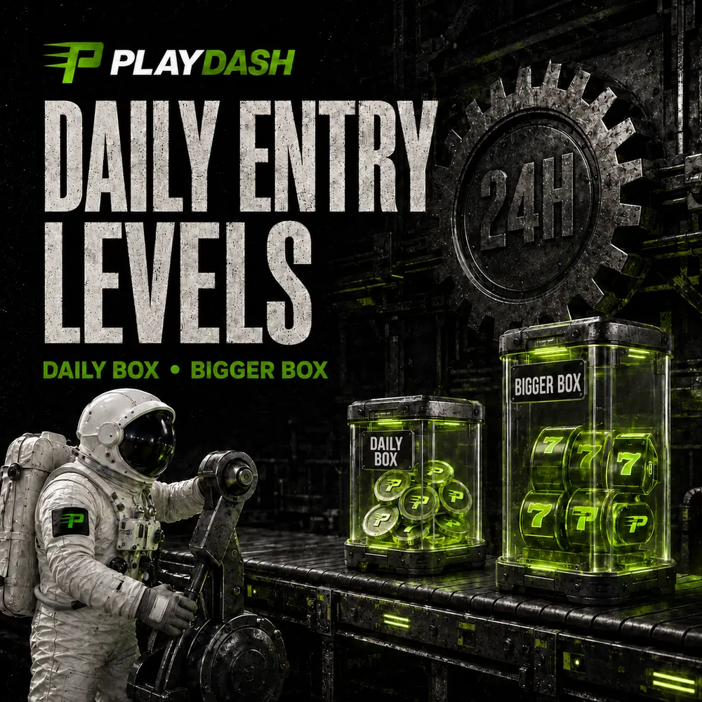 PlayDash daily bonus boxes with standard and bigger reward levels