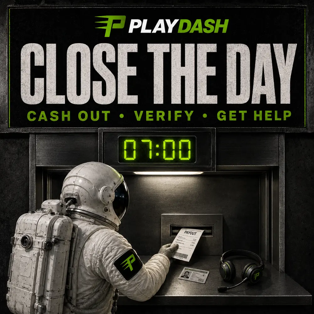 PlayDash astronaut cashing out with verification and mobile support